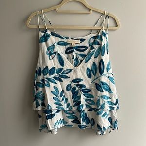 White and blue floral tank